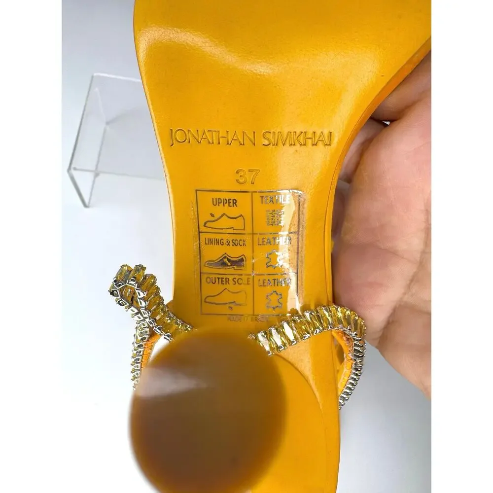 Simkhai Luxon Tangerine Crystal Embellished Harness Satin Sandals EU 37